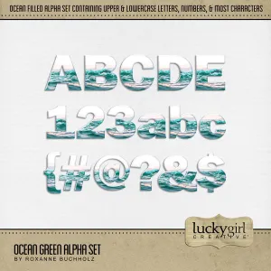 Ocean Green Alpha Digital Scrapbook Kit