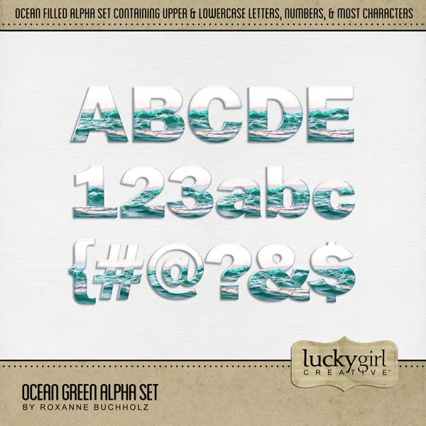 Ocean Green Alpha Digital Scrapbook Kit