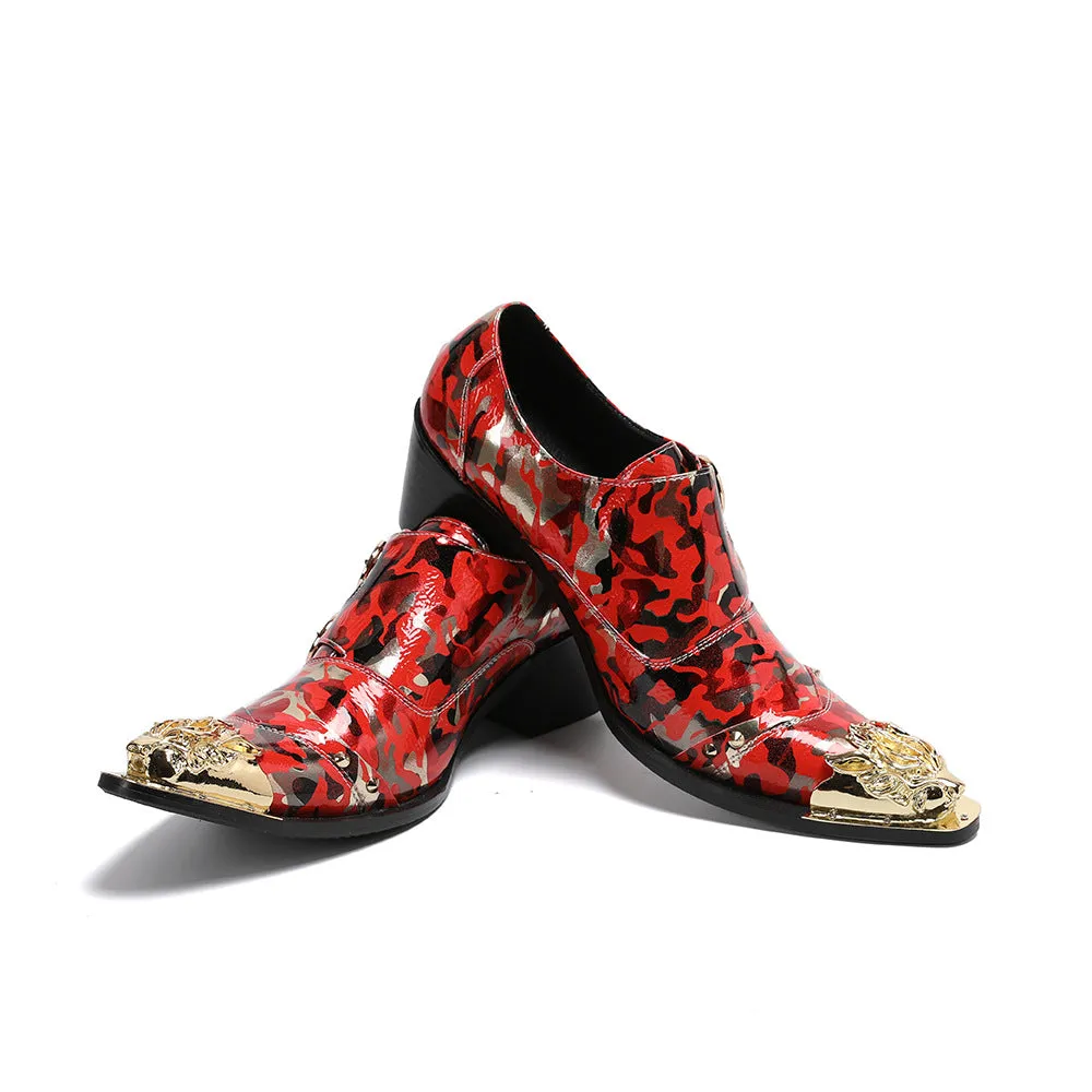 Pointed head height increase casual leather men's shoes Korean version brand trend British style retro business one-pedal men's leather shoes