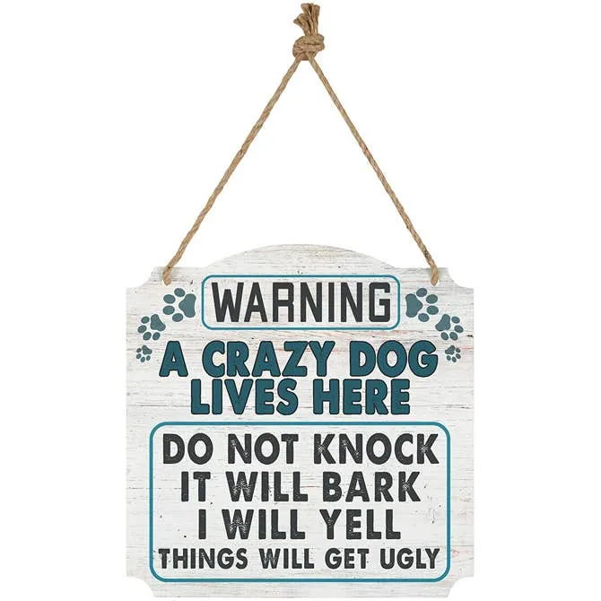 "Crazy Dog Lives Here" Funny Metal Art Door Decor*
