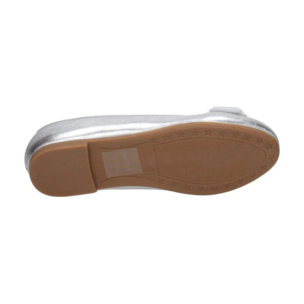 S. Barski Big Girls' Elegant Silver Flats | 1104-SI