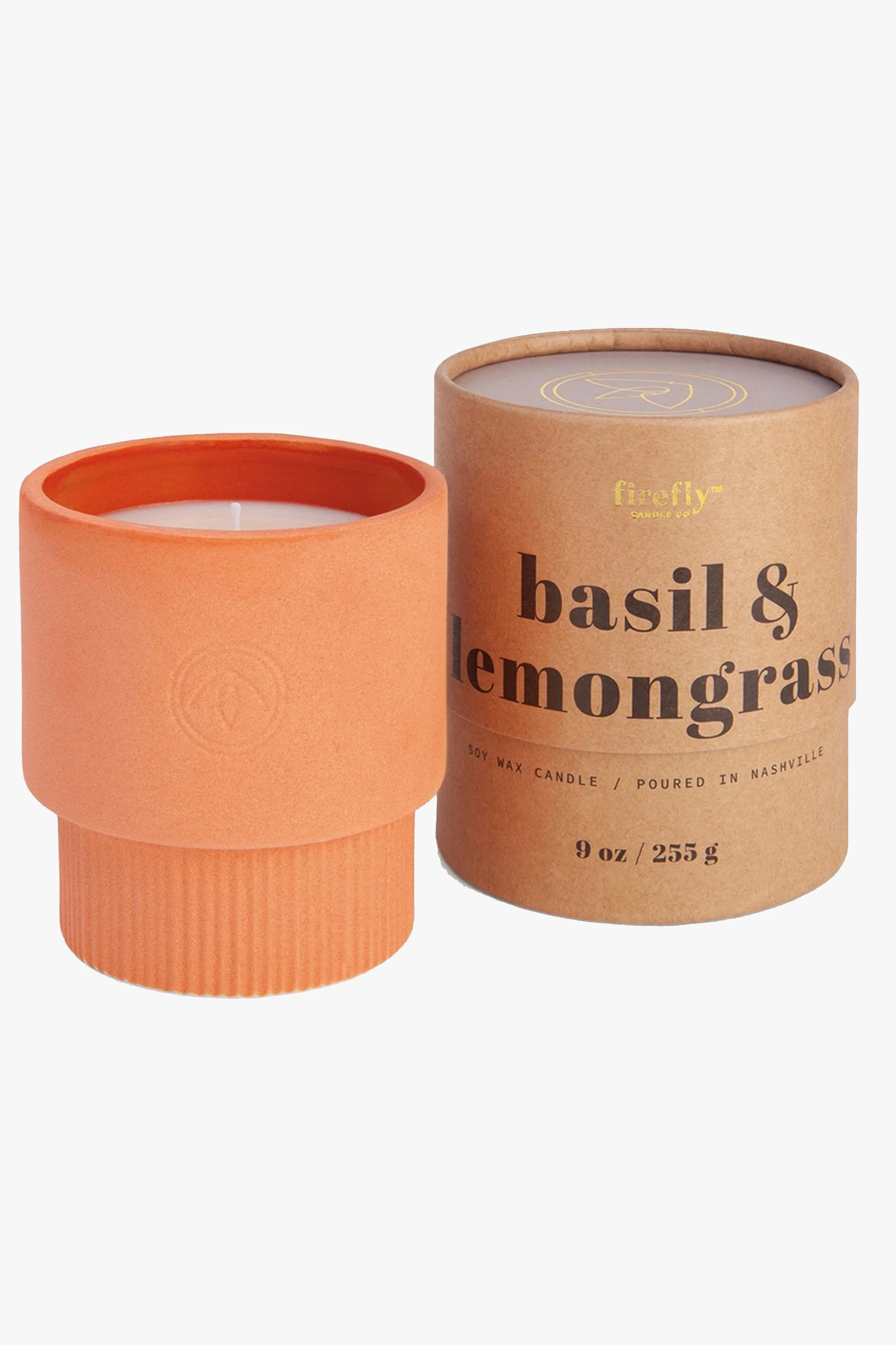 Sahara Terracota Basil   Lemongrass 255g in Natural Round Box Soy Wax Candle