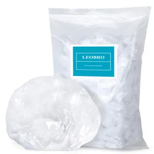 Shower Cap, LEOBRO 100 Pack Clear Plastic Hair Caps, Elastic Bath Caps, Disposable Shower Caps for Women, Home Use, Hair Salon, Hotel, Travel