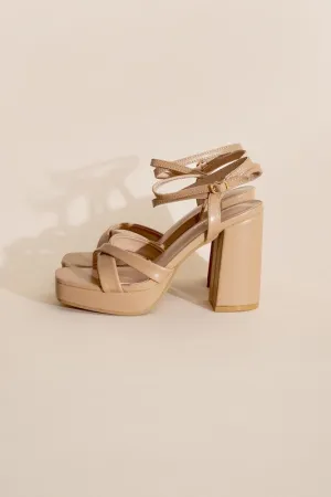 SODA VALOR CROSS ANKLE STRAP HEELS