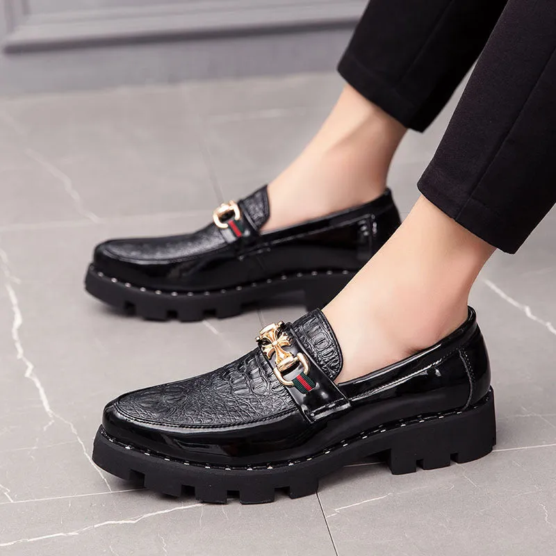 Spring men's pointed leather shoes male Korean version of the British -print hairstylist groom wedding night business men's shoes