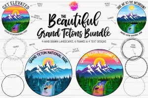 The Beautiful Grand Teton Bundle - Includes 14 files! - Sublimation/Printable Design