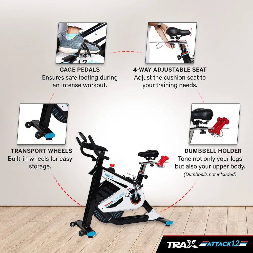 Trax Attack 1.2 Stationary Bike Smooth and Quiet Belt Drive Electromagnetic Resistance