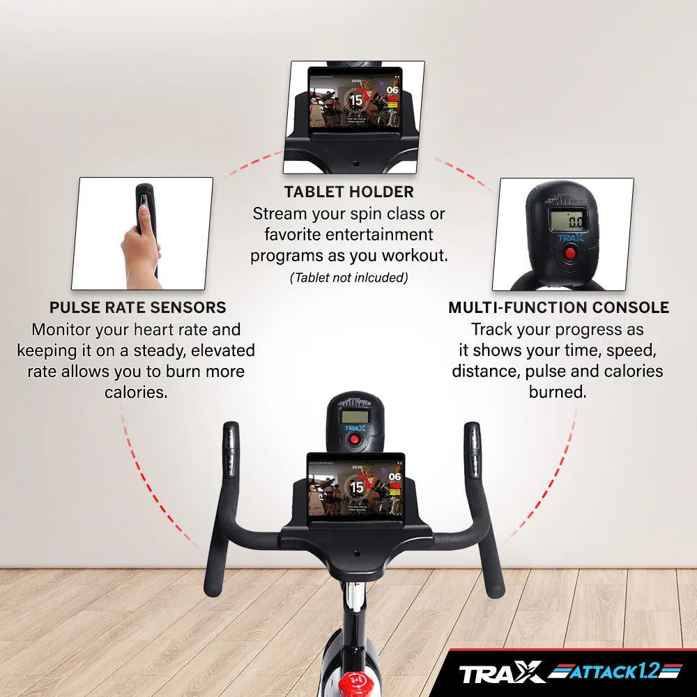 Trax Attack 1.2 Stationary Bike Smooth and Quiet Belt Drive Electromagnetic Resistance
