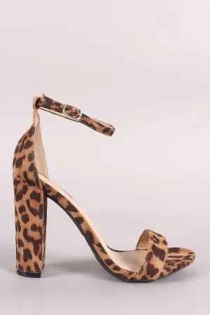 Wild Diva Lounge Leopard Open Toe Chunky Heel