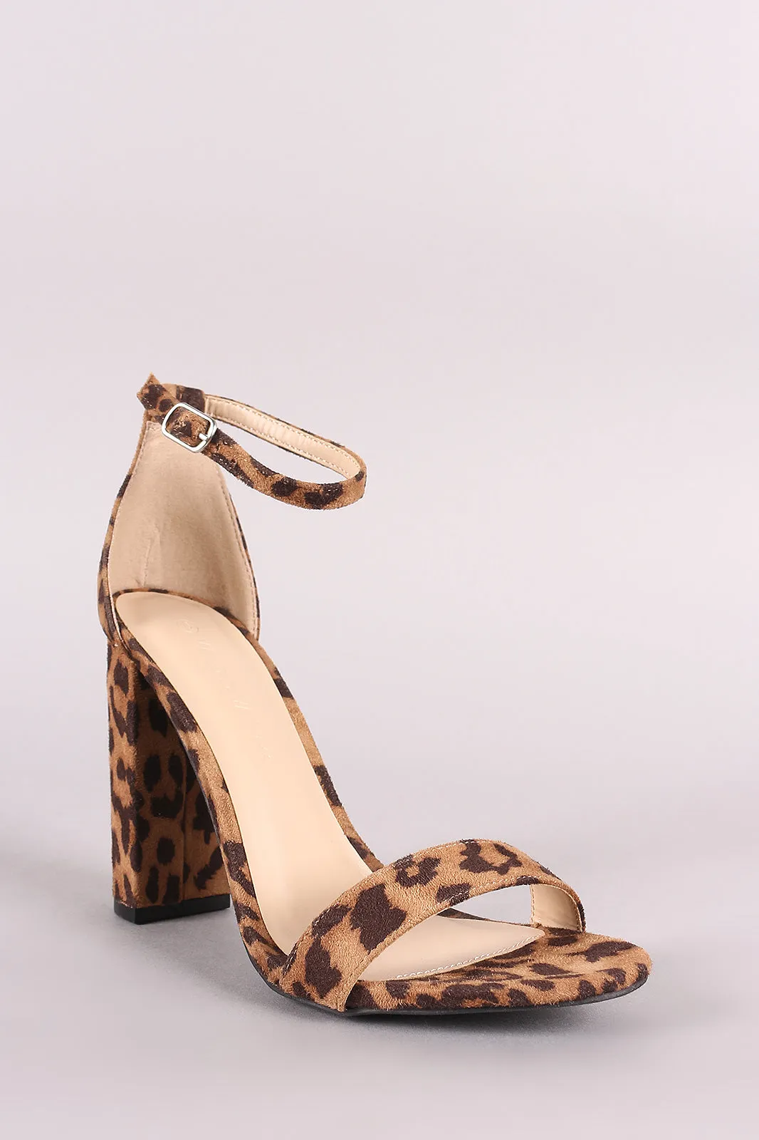 Wild Diva Lounge Leopard Open Toe Chunky Heel